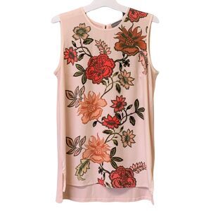 Vince Camuto Floral Print Blush Pink Sleeveless Top for Women Size XS